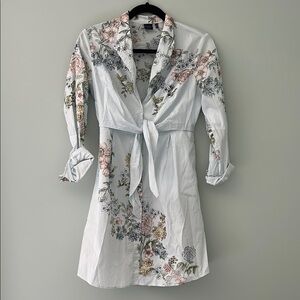 Floral Tie-Front Button Down Dress